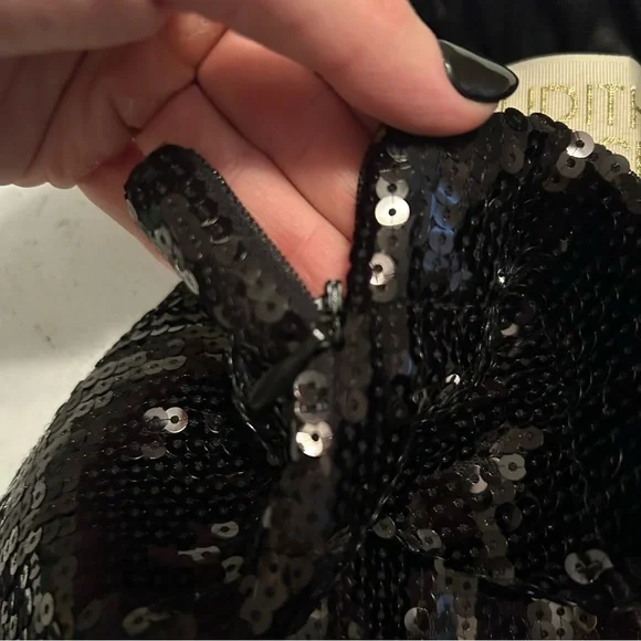 Judith March Black Sequin Skirt with Feather Trim - Picture 4 of 6